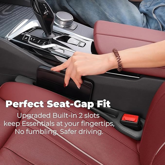 Yicplu Car Seat Gap Filler, 2-Pack Universal Fit Car Seat Gap Plug Anti-Drop with Storage, Soft Foam to Fill The Gap Between Seat and Console, Auto Accessories for SUV Truck Sedan