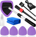 Qydipclin 10pcs Windshield Cleaning Tool Inside Car Window Cleaner Wash Kit with 4 Reusable Microfiber Pads 1 Spray Bottle and Extendable Handle Interior Auto Glass Wiper Kit, Purple