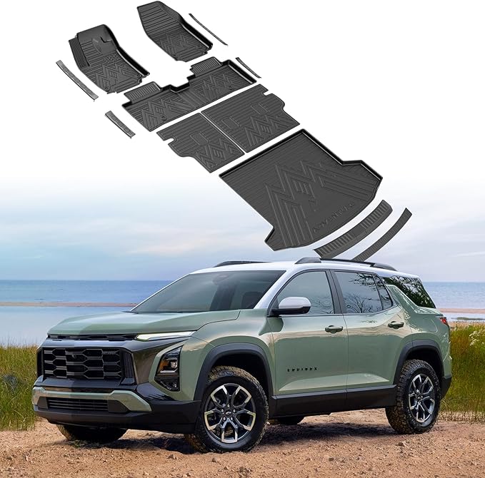Floor Mats for 2025 2026 Chevrolet Equinox Gas (Not for EV) & GMC Terrain, All Weather Cargo Liner & Door Sill Guards for Chevy Equinox Accessories, Car Accessories