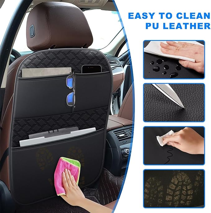 Ahsrnl Back Seat Protector 2 Pack Fit for Subaru Impreza Car Kick Mats for Kids Upgraded Version with Storage Organizer Waterproof Dirt Proof Faux Leather Auto Accessories (Black)