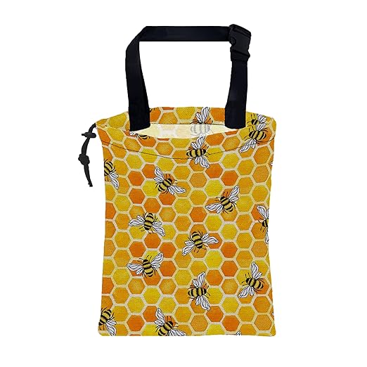 KXWQTRDD Car Trash Bag Watercolor Honeycomb and Bees Leak-Proof Waterproof Car Garbage Bag with Drawstring Foldable Canvas Trash Bin with Adjustable Buckle for Car Accessories, Travelling, Camping