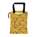 KXWQTRDD Car Trash Bag Watercolor Honeycomb and Bees Leak-Proof Waterproof Car Garbage Bag with Drawstring Foldable Canvas Trash Bin with Adjustable Buckle for Car Accessories, Travelling, Camping
