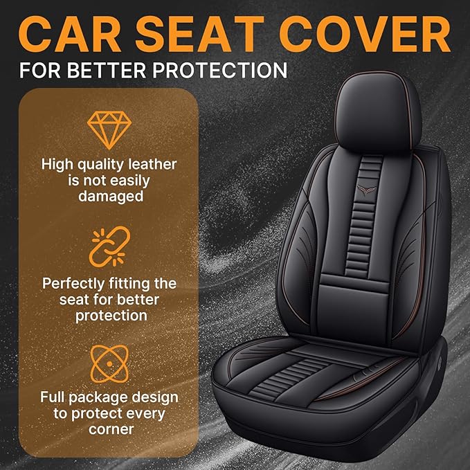 Pengchen Waterproof 5 Car Seat Covers for Lexus 1999-2025 95% Models, Premium Faux Leather Automotive Front and Back Seat Protectors Compatible with Airbag Black & Coffee Line