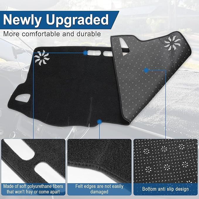 Amiss Dash Mat Dashboard Cover, Fits for Toyota Corolla Cross 2022 2023 2024 2025, Anti-Reflective Non-Slip Dashboard Cover Mat Pad Carpet, Car Accessories Interior for Custom Fit Dash Cover