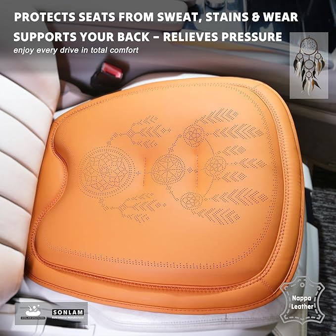 Comfort Dreamcatcher Car Seat Cushion Non-Slip - Relaxing, Optimal Support & Posture for Long Drive (Front Seats (Orange))