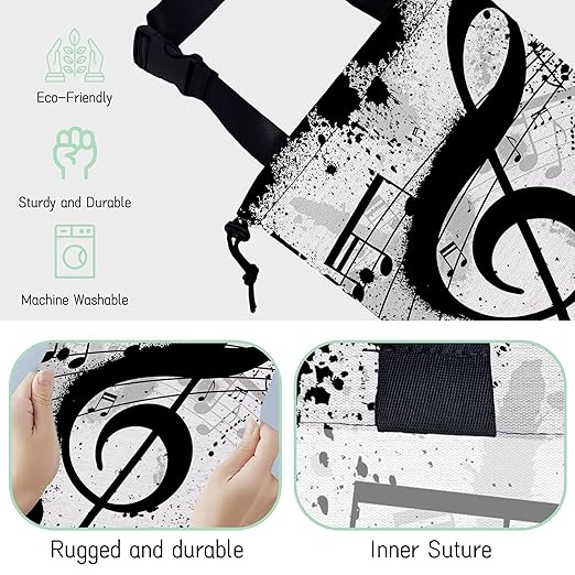 NHNXHWIA Music Notes Car Garbage Bag,Waterproof Small Car Trash Bag Hanging Back of Seat,Drawstring Hanging Car Trash Bag with Adjustable Buckle for Car Accessories