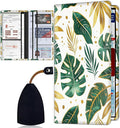 Car Registration Holder, Waterproof PU Leather Vehicle Card Document Glove Box Organizer, Women Interior Auto Accessories Case for Cards, Driver License Car Insurance Holder, Tropical Leaves Botanical