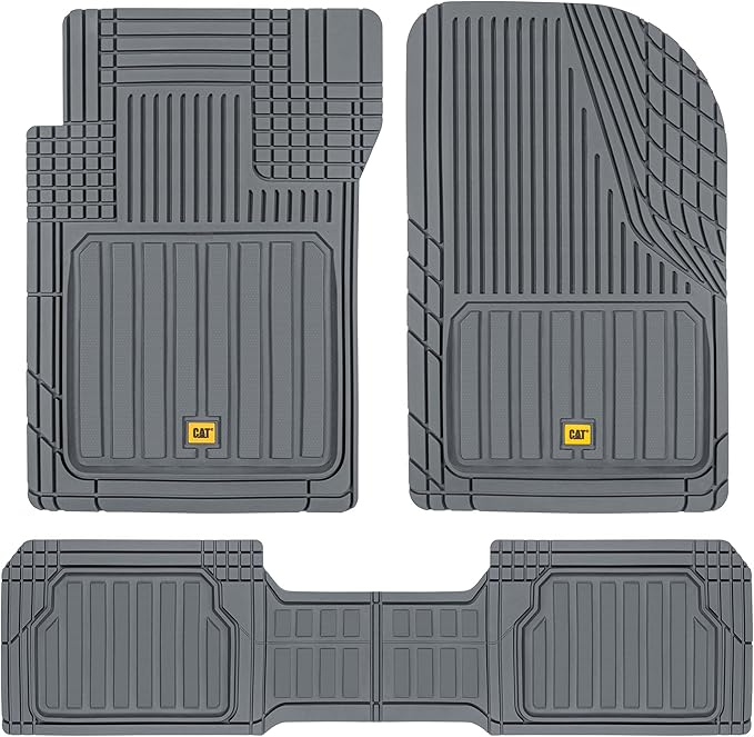 Cat® ToughLiner™ Gray Car Floor Mats - Heavy Duty Trim to Fit Floor Mats for Trucks - All-Weather Truck Accessories & Odorless Rubber Automotive Floor Mats - Car Mats & SUV Floor Liners for Car