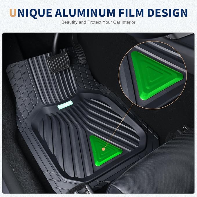 FLORICH Car Floor Mats, Heavy Duty Floor Mats for Cars, 3 Piece All-Weather Floor Mats with Anti-Slip Backing, Universal Trim-to-Fit, Waterproof Automotive Floor Mat for Cars Trucks SUV (Green)