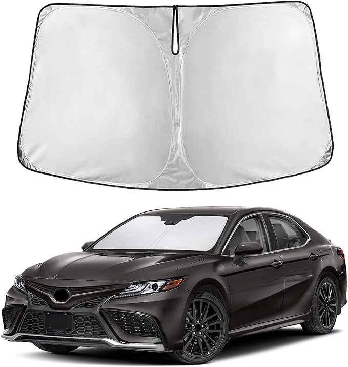 EcoNour Windshield Sunshade for Cars | Full-Coverage Heat & UV Protection | High-Performance Light Blocking Sun Shade | Foldable Design Keeps Interior Cool | Compact Storage- Toyota Camry