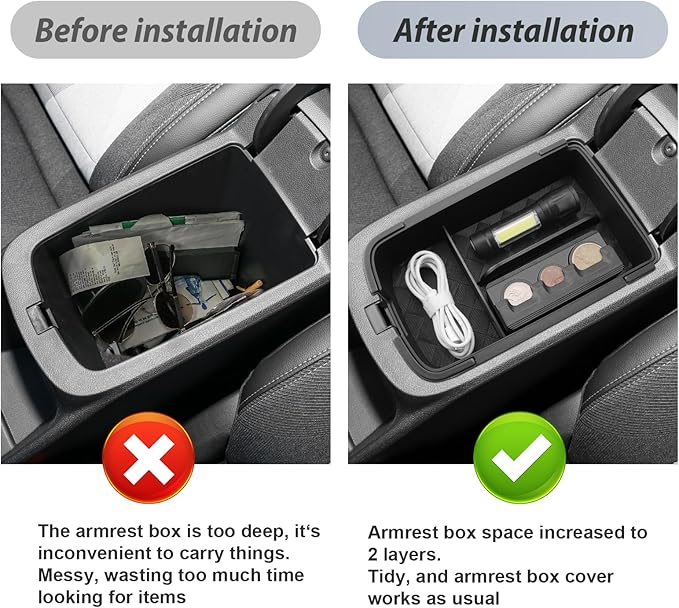 SKTU 2-Pack 2024 2025 2026 Chevy Trax Center Console Organizer for 2024 2025 2026 Chevy Trax (LS/LT/RS/ACTIV) Console Tray 2024 2025 2026 Chevy Trax Accessories [Double Layers]