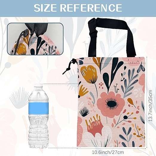 Vintage Colorful Flowers Car Trash Bag,Strap Drawstring Car Garbage Bags,Car Back Seat Organizer with Adjustable Buckle for Car Accessories