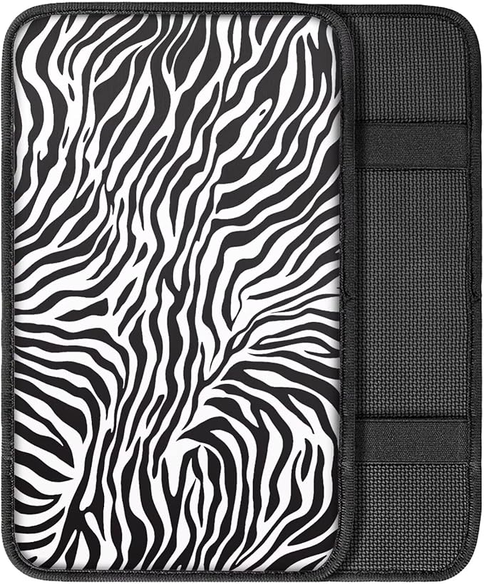 Mintutlipy Universal Car Center Console Cover Zebra Automotive Armrest Cushion Car Seat Storage Box Mat Wear Proof Durable