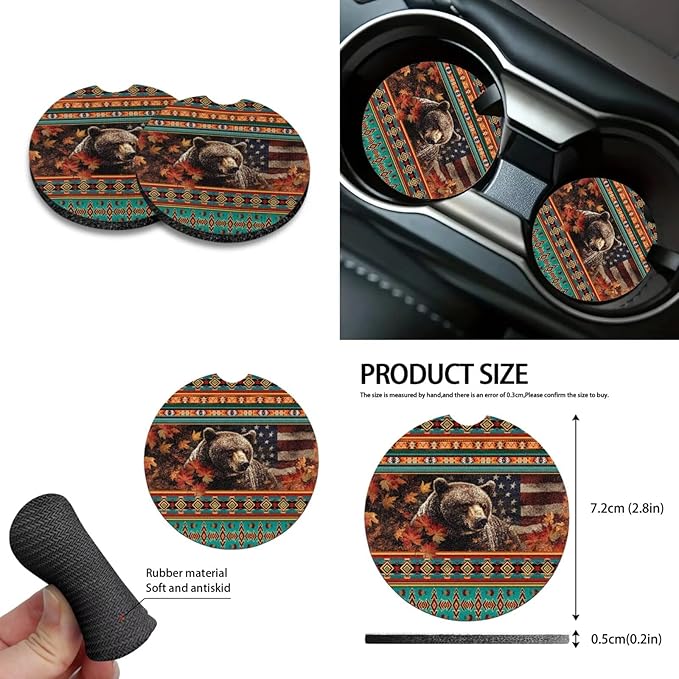 American Flag Printed Car Interior Cover Sets, Car Front Rear Seat Cover with Steering Wheel Protector Coaster Trash Can Air Vent Storage Bag, Universal Fits Auto Interior Accessories