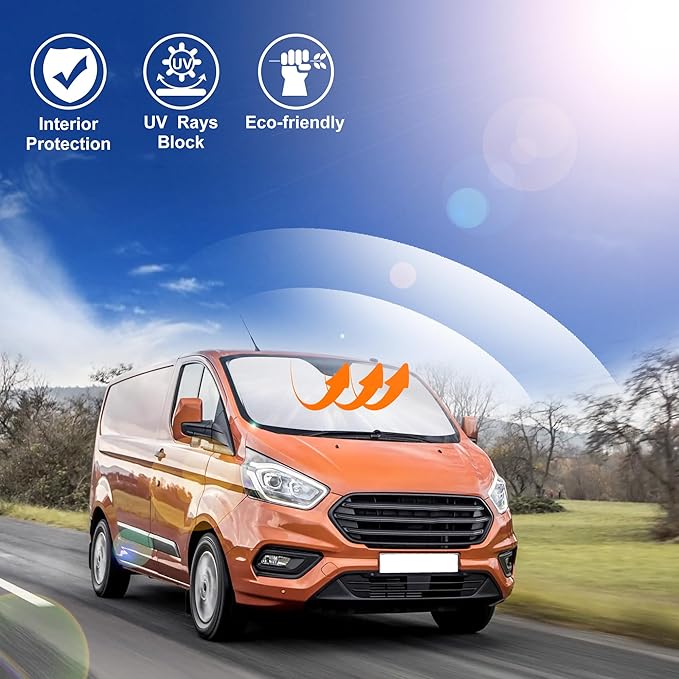 Windshield Sun Shade Custom Fit Ford Transit 2015-2024 2025 2026 Accessories Foldable Sunshade Front Window Protector Keep Your Car Cool