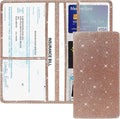 Vehicle Glove Box Car Organizer, Car Registration and Insurance Holder, Insurance Card Holder for Cars, Car Registration and Insurance Card Holder Interior Accessories for Women(Glitter-Rose)