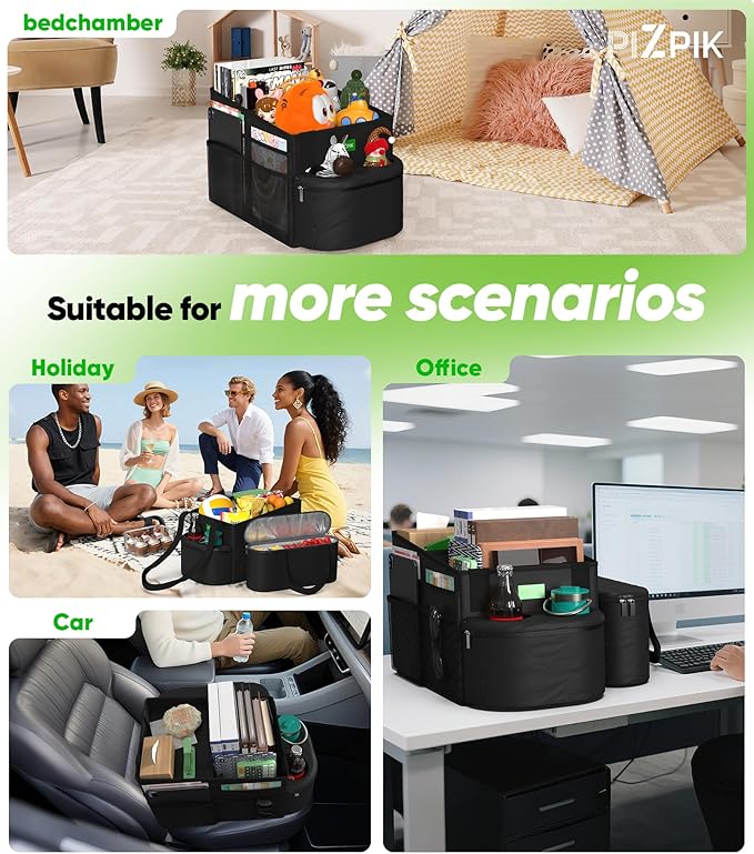 Plzpik Large Car Seat Organizer with Removable Cooler Bag for the Front or Back Seat for Kids and Adults.Versatile for Use in Multiple Scenarios.