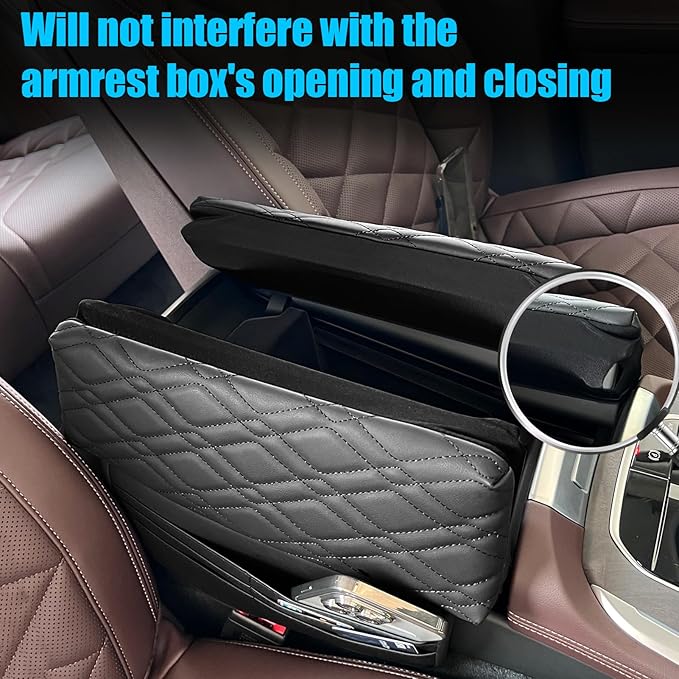 Jaronx Compatible with BMW Center Console Cover w/Storage Pockets X5 2019-2025/X6 2020-2025/X7 2019-2025,Leather Armrest Cover Cushion for BMW X5 G05 X6 G06 X7 G07 Accessories
