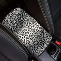 Dreaweet Grey Leopard Printed Universal Auto Center Console Lid Pad, Soft Comfy Car Armrest Seat Box Protector Fit for Most Standard Size Vehicle Interior Accessories