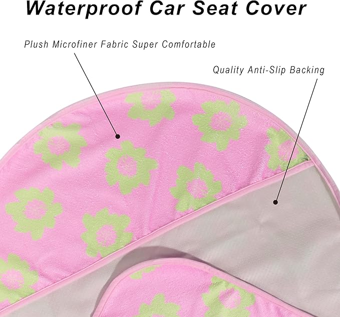 LoyaGour Car Seat Cover Protector Front Seats,for Gym Workout,Running,Swimming,Beach and Hiking,Waterproof Sweat Towel Bucket Seat Covers for Cars SUV Trucks (Flower and Pink, 1Pcs)