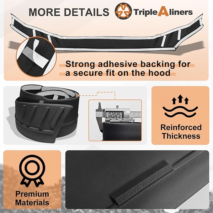 TripleAliners Hood Deflector Protector Compatible with 2024 2025 2026 Toyota Tacoma Accessories Hood Protector TPE Bug Deflector Shield Replacement