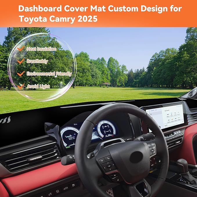 Dashboard Cover for 2025 2026 Toyota Camry, Non-Slip Dashboard Protector & Sunshield, UV-Blocking, Anti-Glare, Fade-Resistant Dash Mat Pad (with HUD Black Edge)