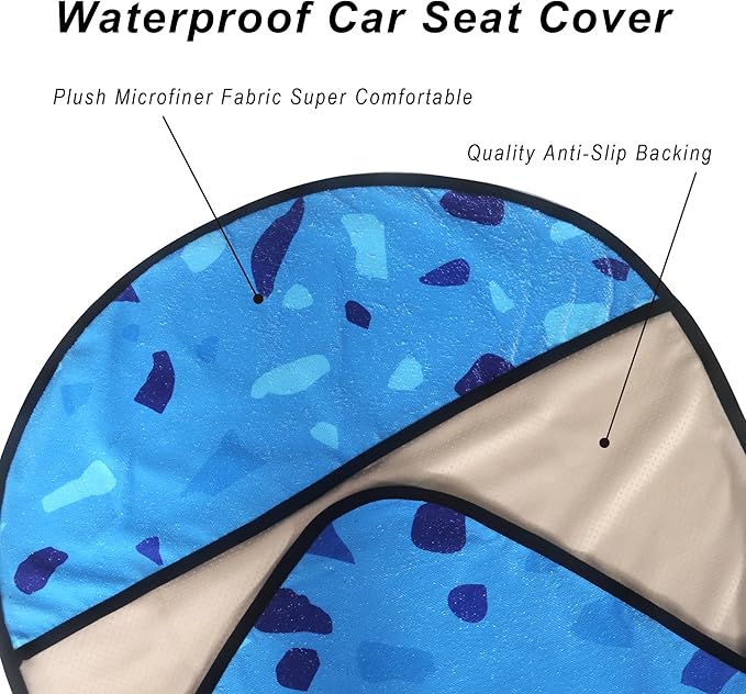 LoyaGour Car Seat Cover Protector Front Seats,for Gym Workout,Running,Swimming,Beach and Hiking,Waterproof Sweat Towel Bucket Seat Covers for Cars SUV Trucks (Blue Marbling, 1Pcs)