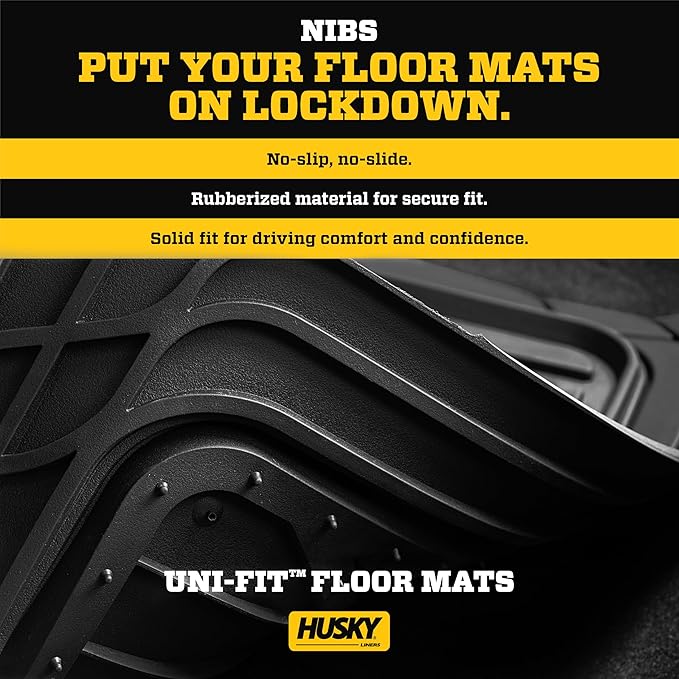 Husky Liners Uni-Fit | Universal Automotive Floor Mats | All Weather Protection for Cars, Trucks, Vans, SUV's | Easy Trim-to-Fit, Black, 4 pcs. - 51509
