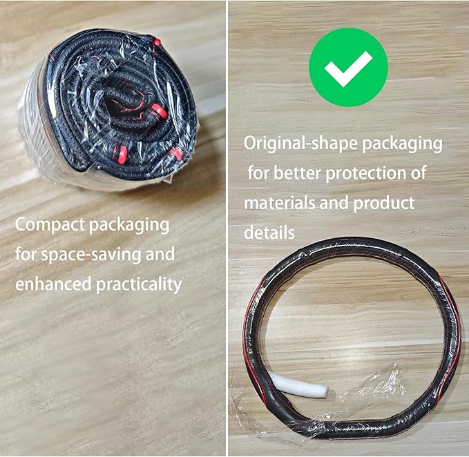 D Shape Car Steering Wheel Cover, Universal 15 inch Stitching Color Anti-Slip Steering Wheel Protector, Red and Blue Stitch Design