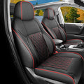 DuDuWang Seat Covers Custom Fit for 2024-2025 Tacoma Pickup Truck Seat Cover Protector Cushion with Faux Leather Waterproof (BlackRedLine, Full Set)