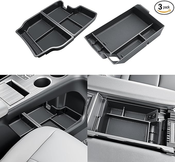 SKTU 3-Pack for 2021-2026 Toyota Sienna Center Console Organizer 2021-2026 Sienna Lower Console Tray Toyota Sienna 2024 2025 2026 Accessories Under Console Tray (Not Fit Models with Refrigerator)