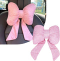wuyaoyao Bow Car Headrest Pillow, Cute Bow Shape Car Neck Pillow, Soft Comfortable Automotive Seat Headrest Pillows for Driver, Universal Vehicle Neck Support Cushion for Sleeping Travel(Pink)