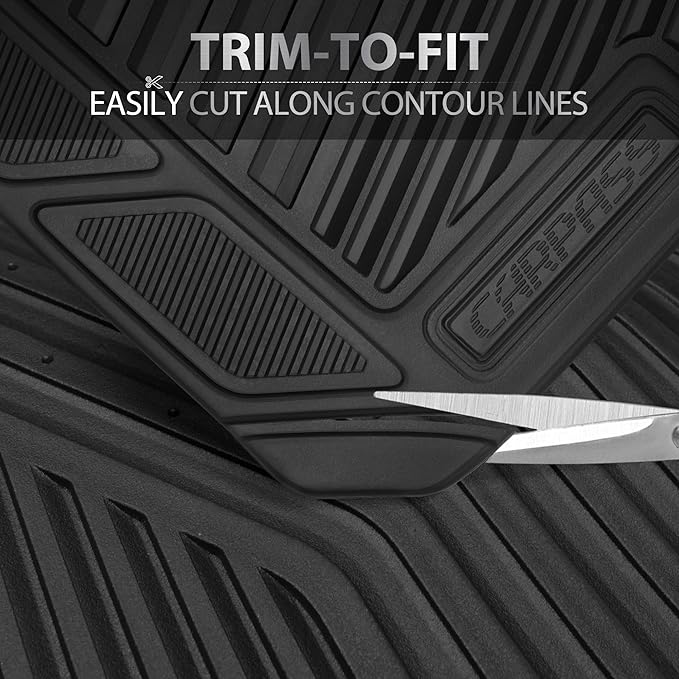 CAR PASS Rubber Car Mats, Waterproof Car Floor Mats All Weather,Car Mat Full Set 3 Piece, Automotive Floor Mat Trim to Fit for Cars Sedans SUVs Trucks, Anti-Slip Easy Clean, All Black