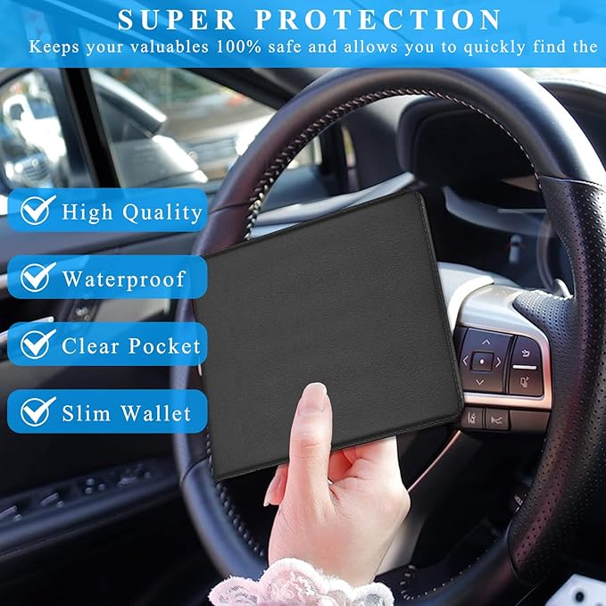 Kewucn 4 PCS Car Registration Insurance Holder, Essential Auto Card Glove Box Organizer, Vehicle Interior Accessories Perfect for Most Car, Truck, SUV (10.55''×4.8'', Black)