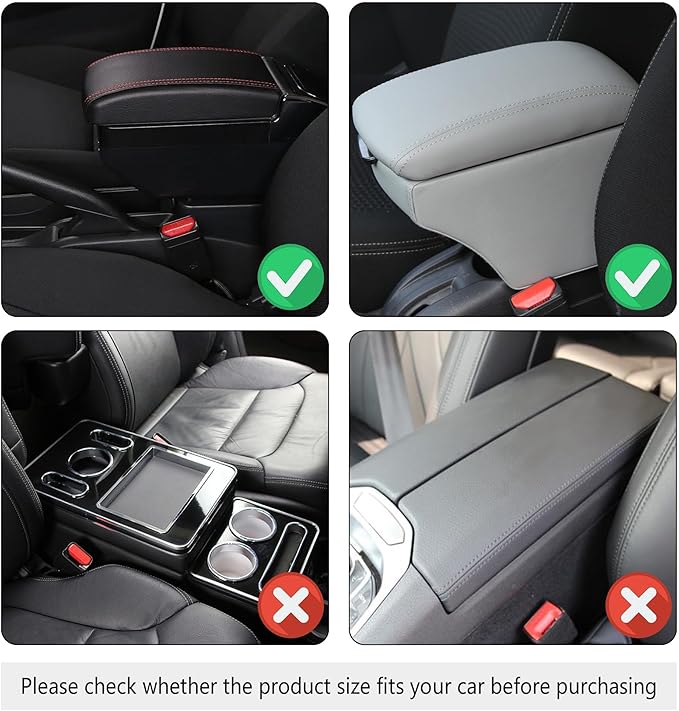Car Armrest Pads for Hyundai Santa Fe Sport 2013 2014 2015 2016 2017 2018,Leather Center Console Covers Waterproof Anti-Slip Scratch Comfortable Automobile Protective Accessories,Grey