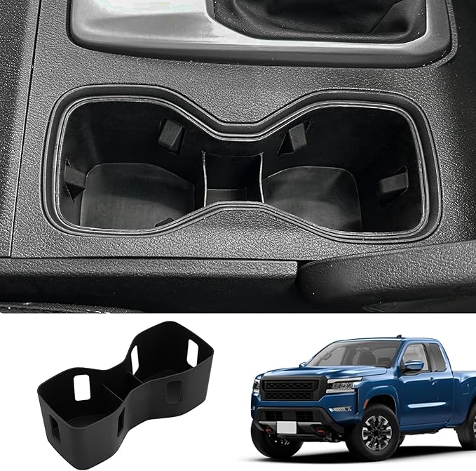 Maxzina Cup Holder Compatible with 2022-2025 2026 Nissan Frontier Silicone Insert Center Console Cup Holder Silicone Black Bottle Holder Interior Decoration for 2024 Frontier Accessories