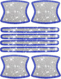 kingsea 8pcs Bling Car Door Handle Protector Stickers,Crystal Rhinestone Glitter Car Door Handles Cup Scratch Protectors Decals Universal (White & Blue)