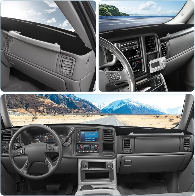 Dashboard Mat Compatible with 1999-2006 Chevy Silverado Tahoe Avalanche Suburban GMC Sierra Yukon Interior Dash Accessories Protecter Cover