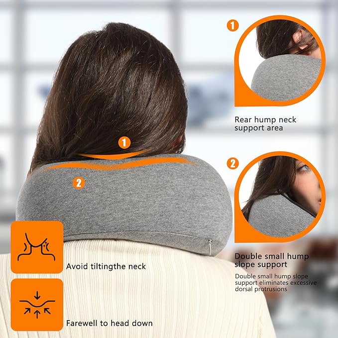 Almalls Travel Pillow Memory Foam Neck Pillow Support Pillow,Luxury Compact & Lightweight Quick Pack for Camping,Offices,Sleeping Rest Cushion,Portable Plane Accessories
