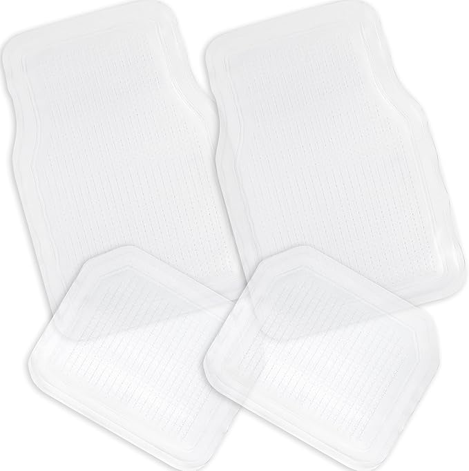 ZONETECH All Weather Full Rubber Clear Car Interior Floor Mats – 4-Piece Set Clear Heavy Duty Car Interior Floor Mats