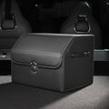 POKSRI Trunk Organizer,car organizers and storage,black Leather Storage Box with lid,Fiberboard,Collapsible,15''L x 13''W x 12.4''H,2K inches³(size A)