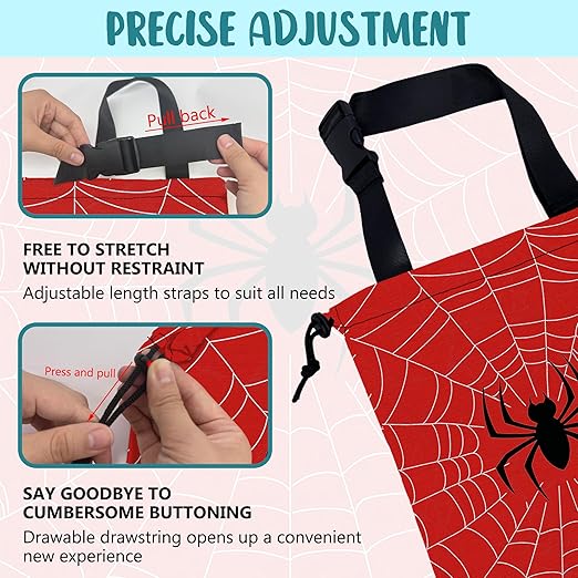 KXWQTRDD Car Garbage Bag Spiders Web Red Drawstring Car Trash Bag Hanging for Back Seat with Adjustable Buckle Canvas Vehicle Trash Can Easy-to-Install