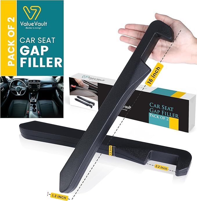 Car Seat Gap Filler Stopper & Catcher, Prevents Keys & Phones Falling into Console Crevice, Moves with Seat (Universal Fit for Sedans, SUVs & Trucks), Waterproof Soft Faux Leather(2 Pack) | Car Gap Filler