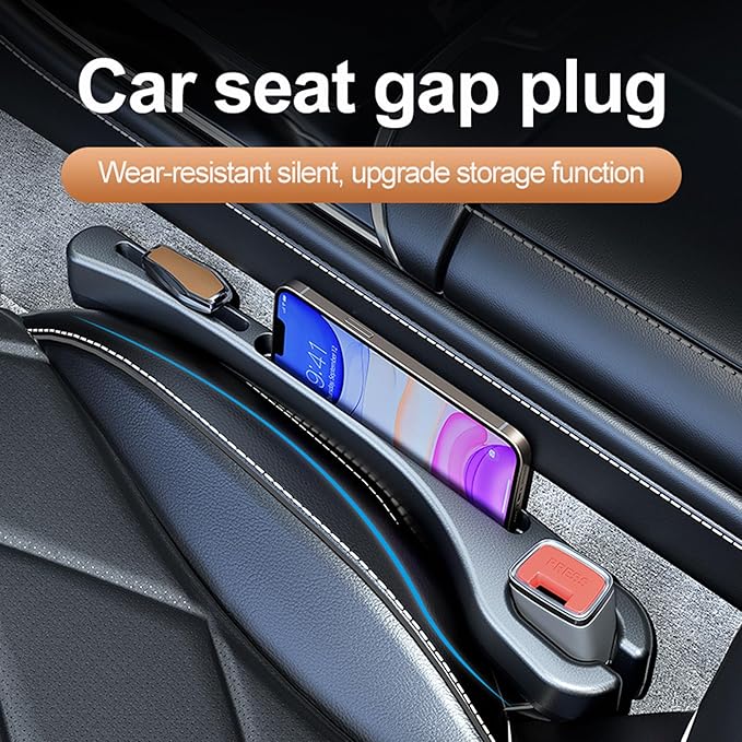 Car Seat Gap Filler, Leather Car Gap Filler Universal Fit for Most Cars and Trucks, Fill The Gap Between Seat and Consoles, Prevents Things from Falling Out, Pack of 2 PCS (Brown)