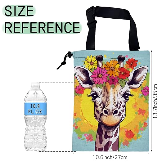 NHNXHWIA Cute Giraffe Car Garbage Bag,Splash Floral Waterproof Small Car Trash Bag Hanging Back of Seat,Drawstring Hanging Car Trash Bag with Adjustable Buckle for Car Accessories