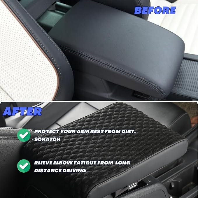 WOODHAWK Universal Car Armrest Cushion Pad Cover, Center Console Protector, Arm Rest Seat Box for Auto SUV Truck (Blue)