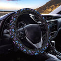 AFPANQZ Steering Wheel Protection for Automotive Steering Wheel Covers, Blue Purple Butterfly Sweat Absorption Comfort Grip for Driver Women Men