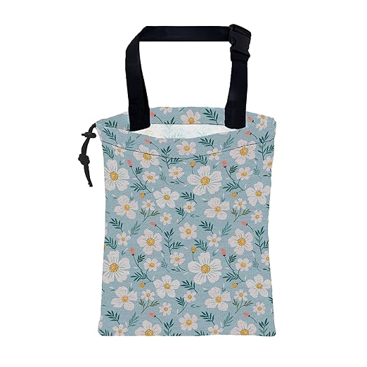 Car Trash Bag Chamomile Flowers and Petals Hanging Drawstring Car Organizer and Storage Bag with Adjustable Buckle Canvas Garbage Bin for Back Seat or Hanging Headrest Car Decor Road Trip Essentials