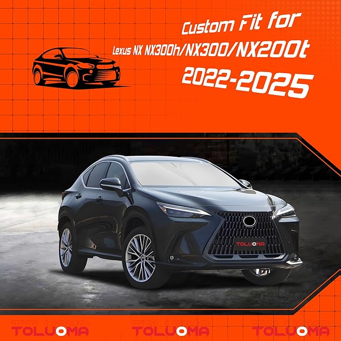 Toluoma Custom Fit Windshield Sun Shade for Le-xus NX NX300H NX300 NX200T 2022-2025 - Full Coverage, 210T Reflective Fabric, Blocks 99% UV Rays, Easy to Install and Store