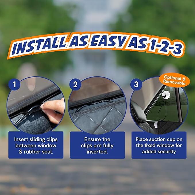 Car Door Protector for Dogs, 2 Pieces, Quilted Anti-Scratch Liner with Adjustable Clips & Suction Cups, Large Size (33.5" x 24.8") Fits Mid to Large SUVs, Protects Car Doors from Dog Scratches